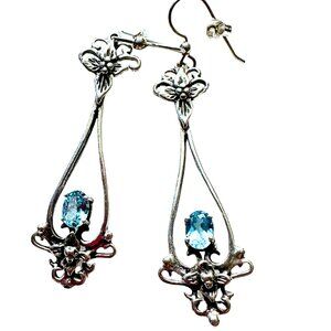 Timeless Beauty: Floral Aquamarine Drop Earrings